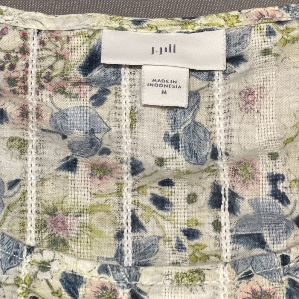 J. Jill Womens Floral Blouse Tiered Textured Size Medium Spring Peasant Fairy - Picture 7 of 12
